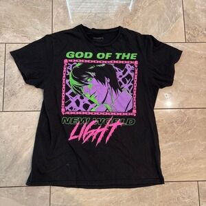 Death Note Light Yagami God of the New World Graphic Tee Black Mens L